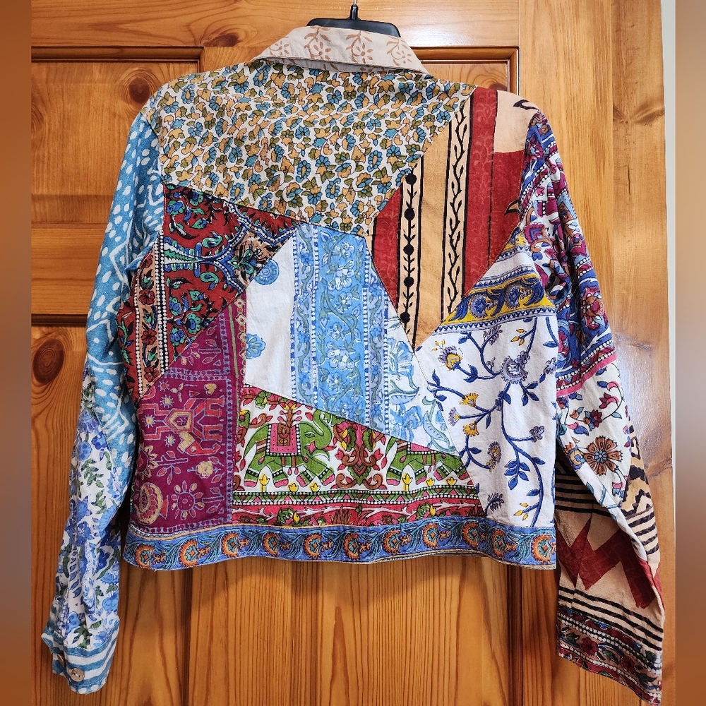 Sacred Threads Patchwork Cropped Jacket, Size M - image 5